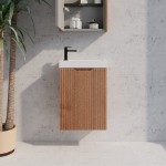Vienna Solid Timber Fluted Wall Hung Mini Vanity 450 Vienna Solid Timber Fluted Wall Hung Mini Vanity 450